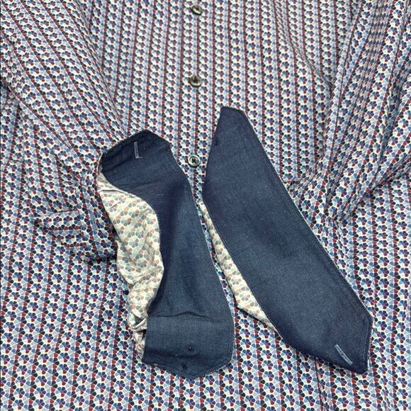 Bugatchi Blue and White Casual Button Down Shirt - Picture 4 of 8